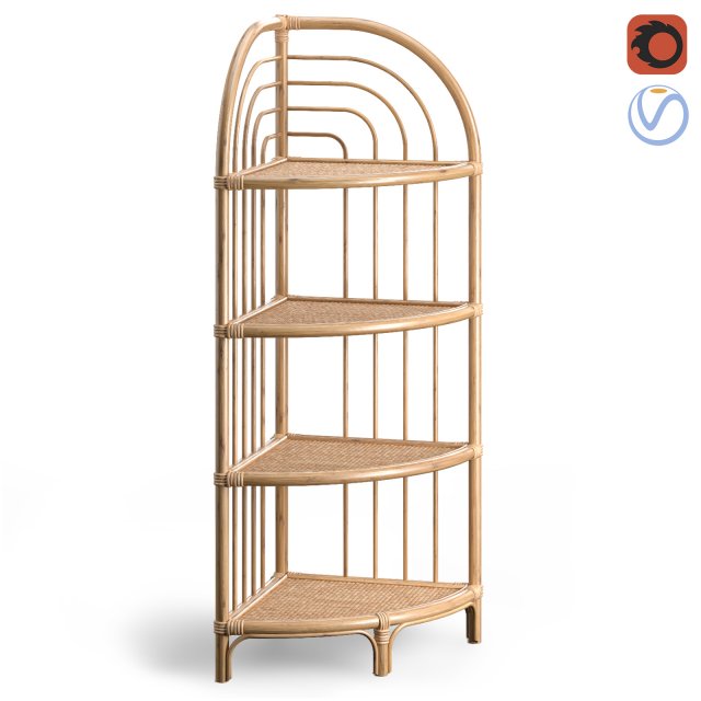 Kantha rattan corner shelf 3D Model .c4d .max .obj .3ds .fbx .stl .blend 
