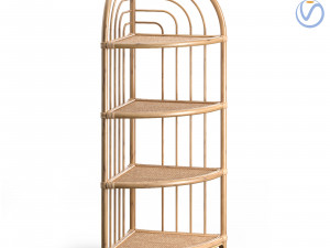 Kantha rattan corner shelf 3D Model