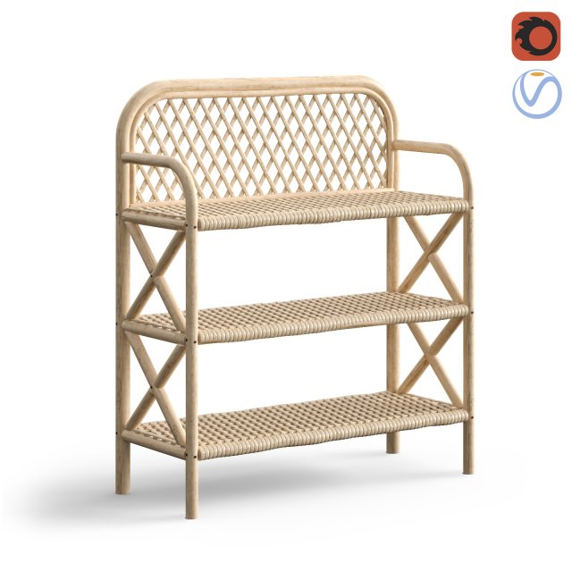 Ezra Cane Bamboo Bookcase shelf Modello 3D .c4d .max .obj .3ds .fbx .stl .blend 