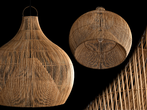 Fishtrap dome bamboo wicker natural lamp 3D Модель