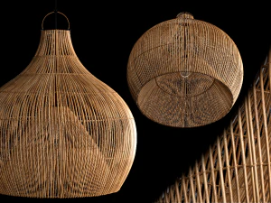 Fishtrap dome bamboo wicker natural lamp 3D Model