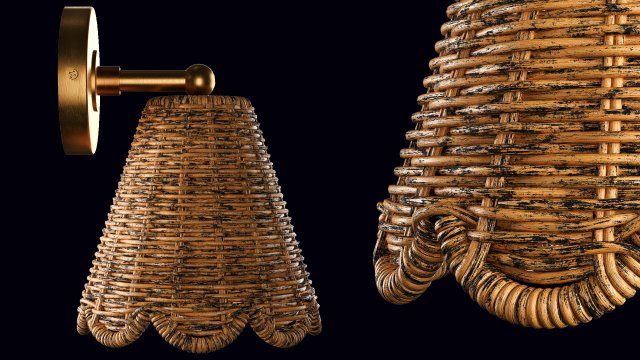 Kismet Hanging Wicker Rattan Sconce 3D-Modell .c4d .max .obj .3ds .fbx .stl .blend 