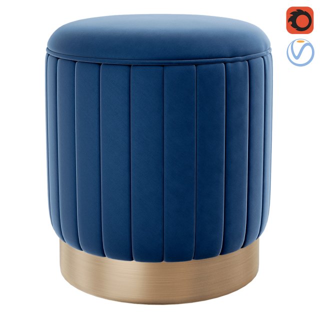 Stool Allegra Eichholtz Roche blue velvet 3D 모델 .c4d .max .obj .3ds .fbx .stl .blend 