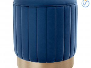 Stool Allegra Eichholtz Roche blue velvet Modelo 3D