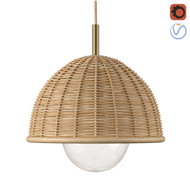 Luna wicker rattan ceiling lamp 3D मॉडल .c4d .max .obj .3ds .fbx .stl .blend 