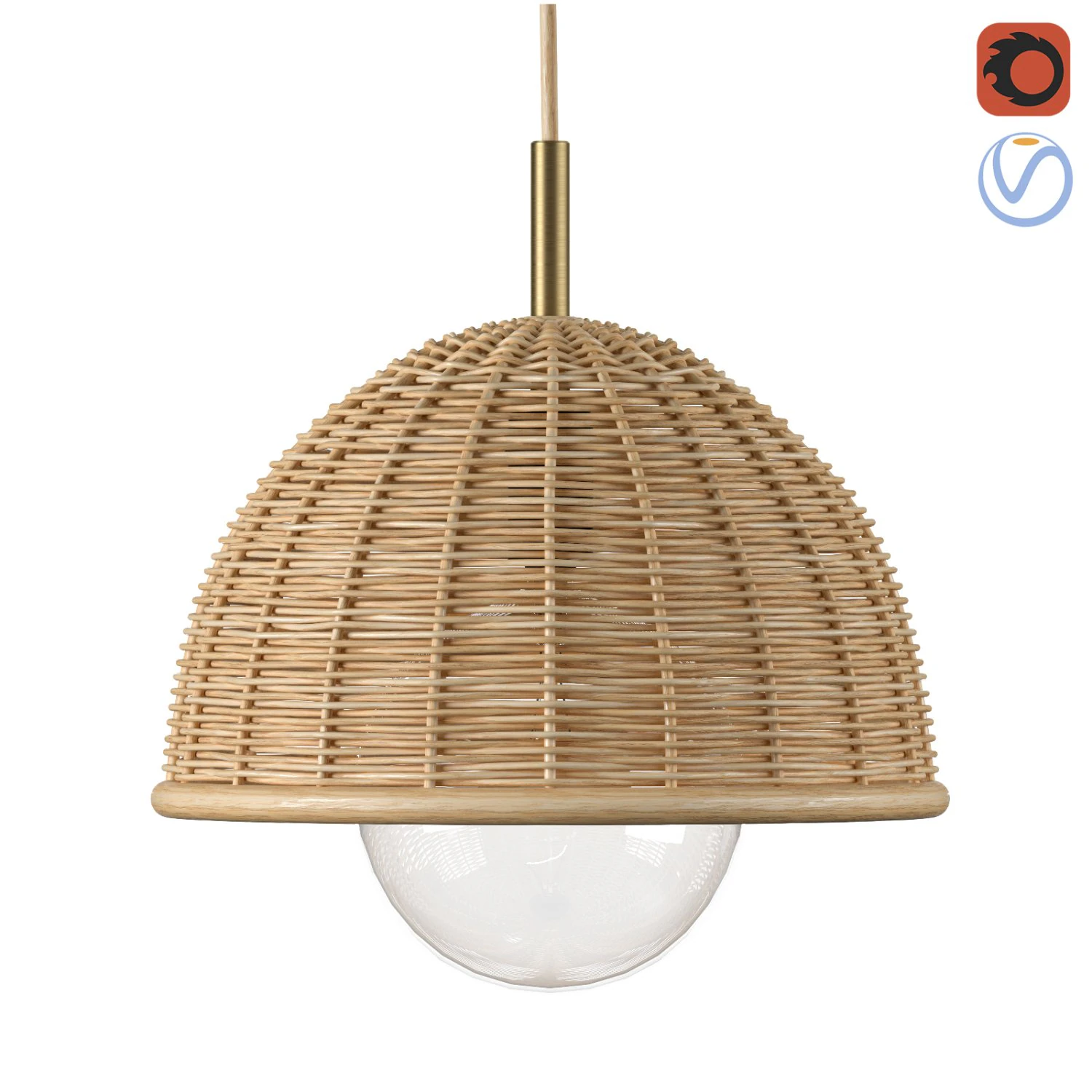 Luna wicker rattan ceiling lamp 3D Model .c4d .max .obj .3ds .fbx .stl .blend 