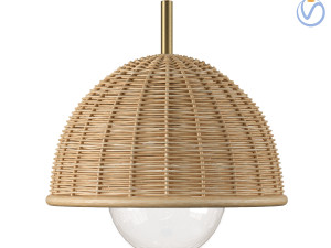 Luna wicker rattan ceiling lamp Model 3D