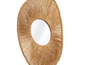 Big bathroom mirror in seagrass frame Model 3D
