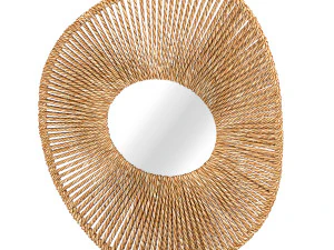 Big bathroom mirror in seagrass frame 3D Model