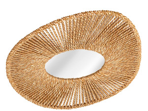 Big bathroom mirror in seagrass frame Model 3D