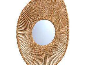 Big bathroom mirror in seagrass frame Model 3D
