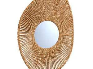 Big bathroom mirror in seagrass frame 3D Model