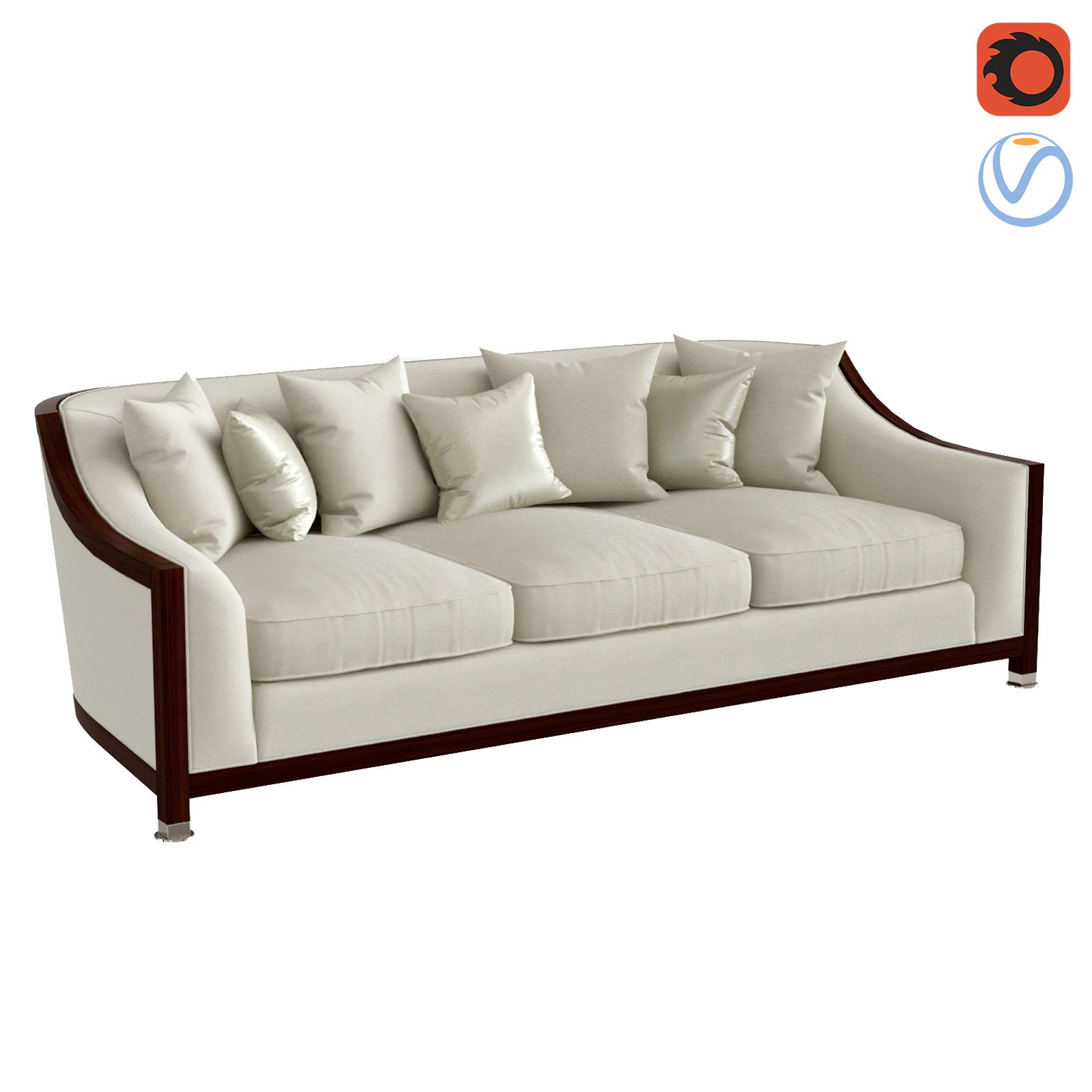 LINLEY GROSVENOR SHOW WOOD 3 SEATER SOFA 3D Model .c4d .max .obj .3ds .fbx .stl .blend 