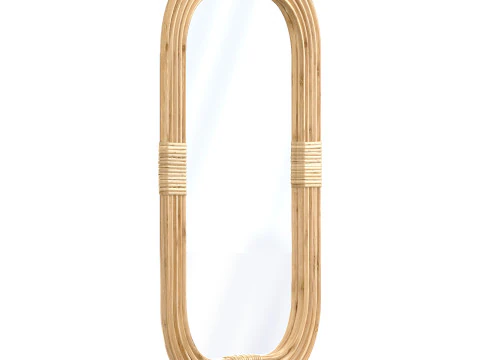Mirror in rattan frame rounded corner 3D Model