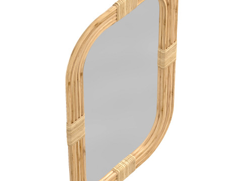 Mirror in rattan frame rounded corner 3D 모델