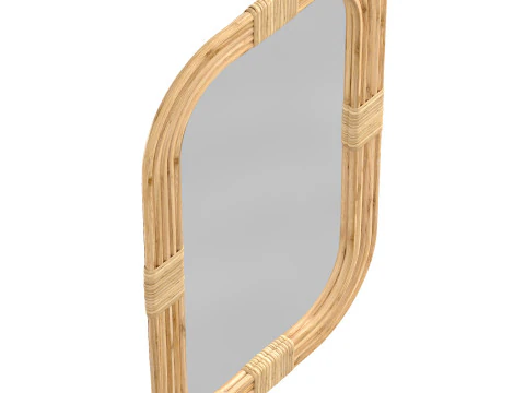 Mirror in rattan frame rounded corner 3D Model