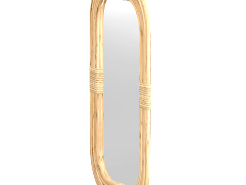 Mirror in rattan frame rounded corner 3D 모델