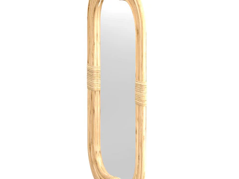 Mirror in rattan frame rounded corner 3D Model