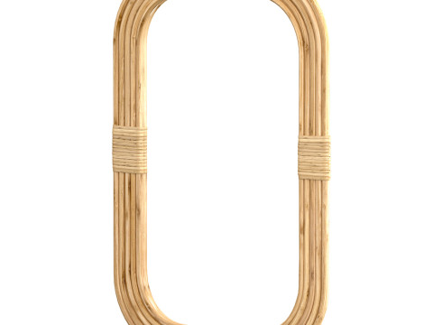 Mirror in rattan frame rounded corner 3D 모델