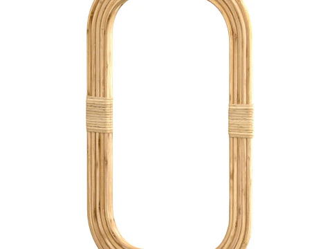 Mirror in rattan frame rounded corner 3D Model