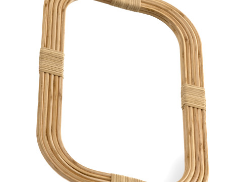 Mirror in rattan frame rounded corner 3D 모델