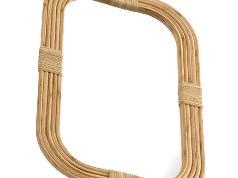 Mirror in rattan frame rounded corner 3D Model
