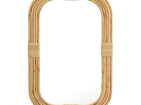 Mirror in rattan frame rounded corner 3D Model