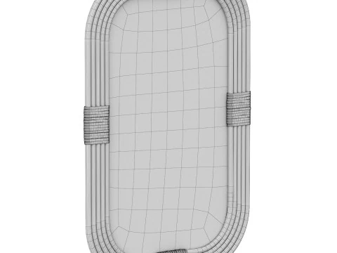 Mirror in rattan frame rounded corner 3D Model