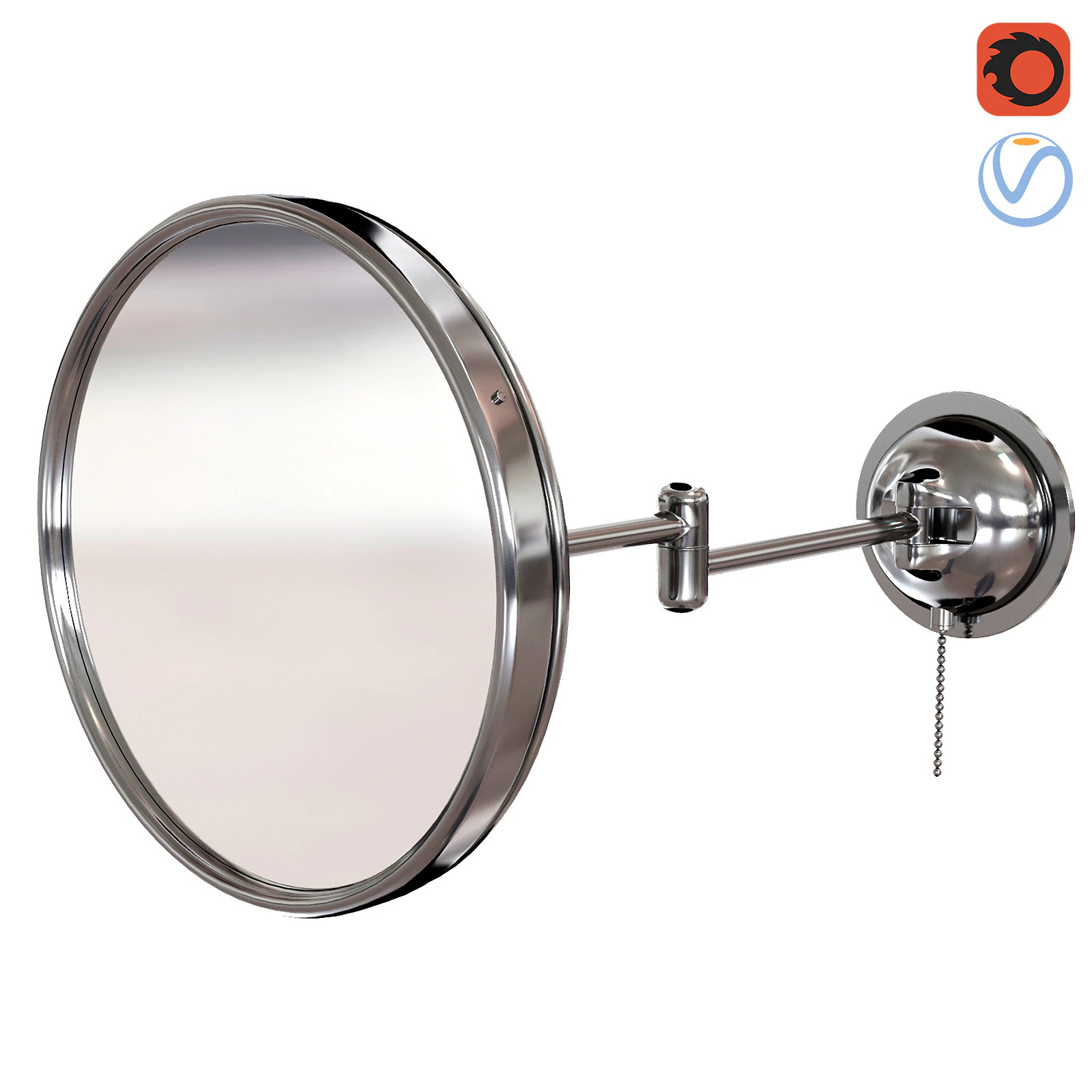 Waterworks Wall Mounted Magnifying and Illuminating LED Extension Mirror 3D Model .c4d .max .obj .3ds .fbx .stl .blend 