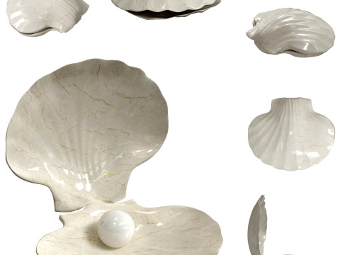 Ceramic decor sea shell with pearl 3D मॉडल