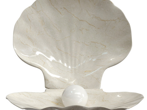 Ceramic decor sea shell with pearl Model 3D