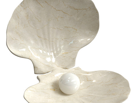 Ceramic decor sea shell with pearl Model 3D