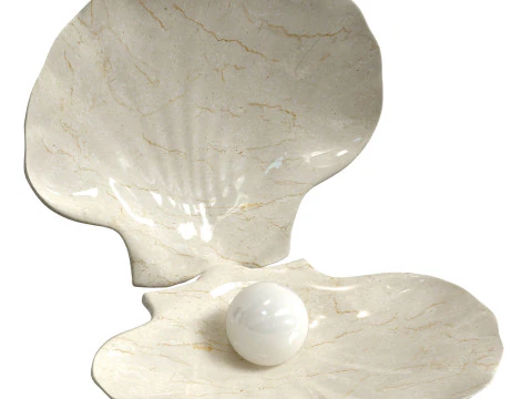 Ceramic decor sea shell with pearl 3D Model