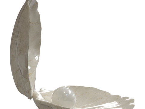 Ceramic decor sea shell with pearl Model 3D
