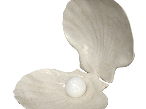 Ceramic decor sea shell with pearl Model 3D