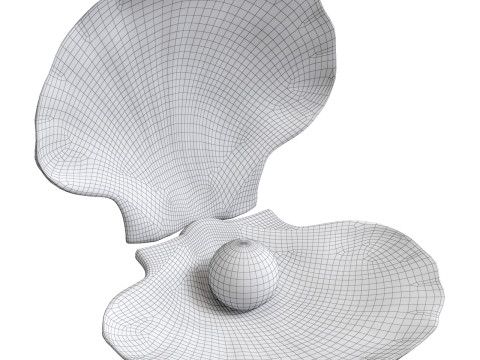 Ceramic decor sea shell with pearl Model 3D