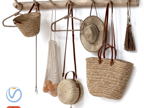 Decorative set 001 wall hangers bag hat 3Dモデル