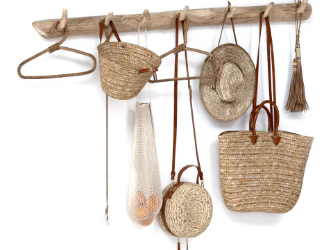 Decorative set 001 wall hangers bag hat 3D Model