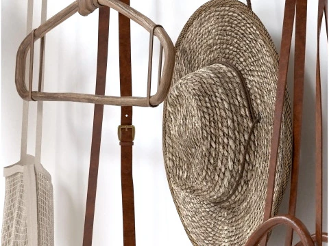 Decorative set 001 wall hangers bag hat 3D Model