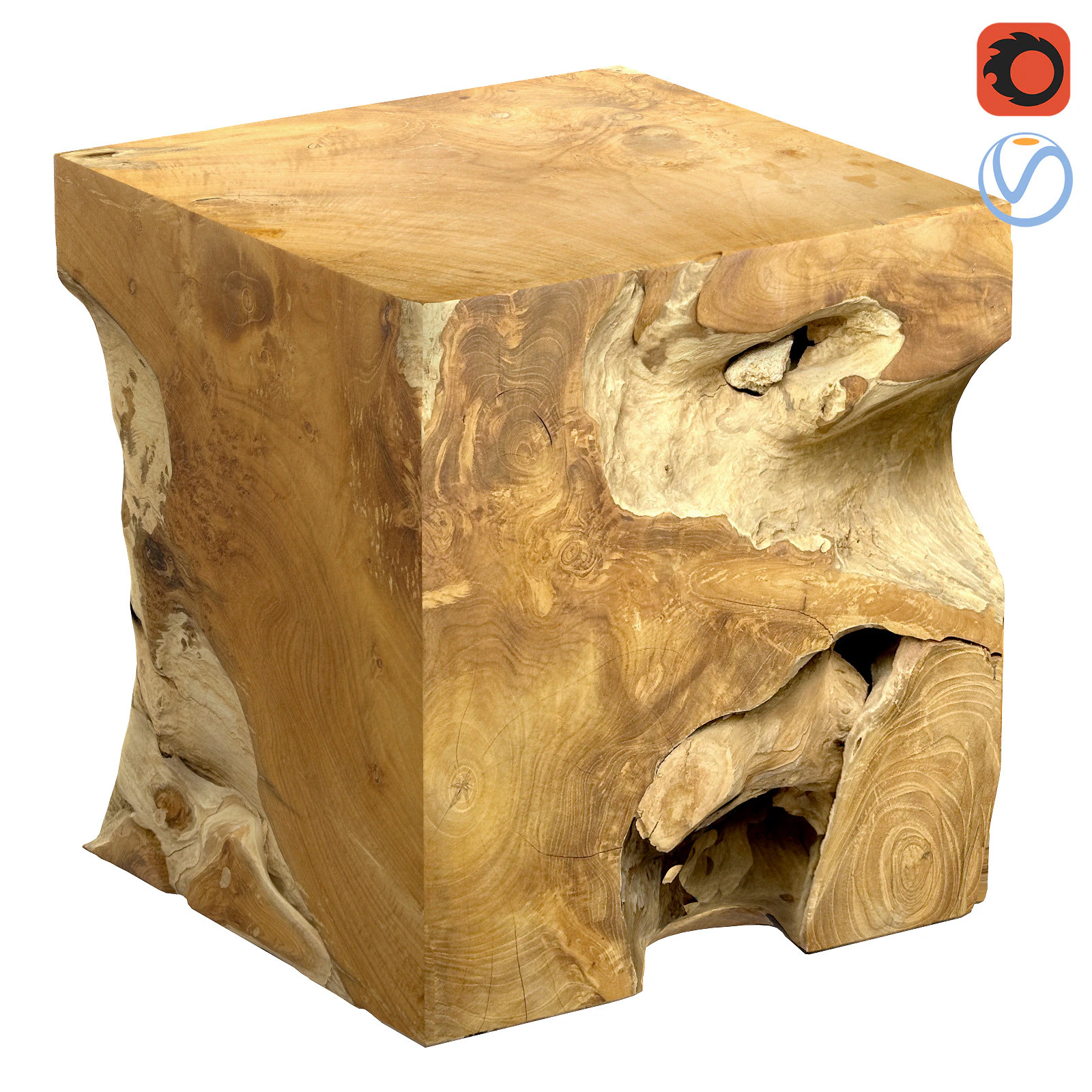 Accent Square Root Coffee Table 3D Model .c4d .max .obj .3ds .fbx .stl .blend 