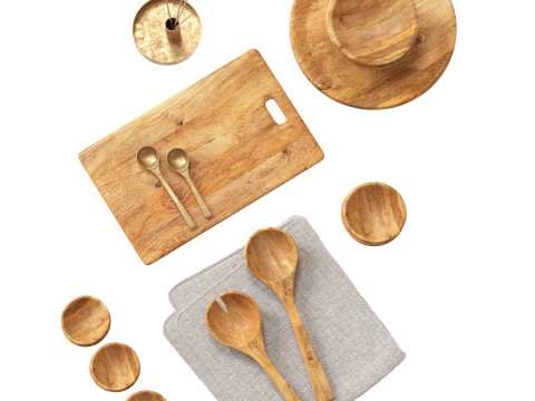 SET OF MANGO WOOD SALAD SERVERS accessories Model 3D