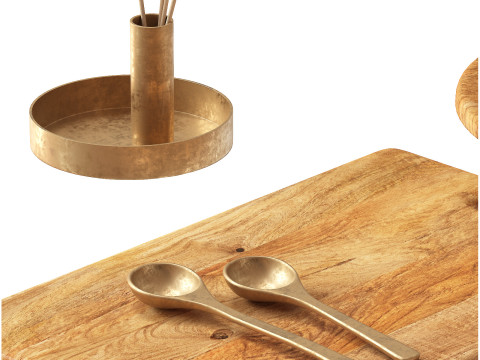 SET OF MANGO WOOD SALAD SERVERS accessories Model 3D