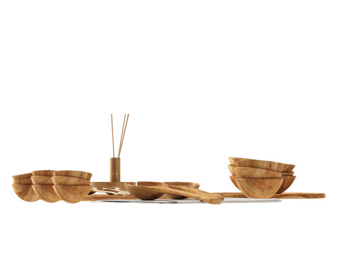 SET OF MANGO WOOD SALAD SERVERS accessories Model 3D