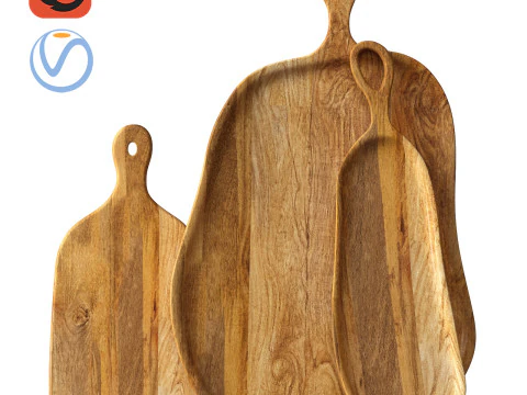 रसोई के लिए आम की लकड़ी काटने का बोर्ड 3D मॉडल