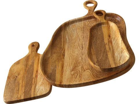 Mango wood cutting board for kitchen 3D Model