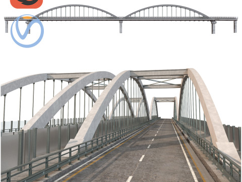 Bridge structure road cityscape landmark motorway highway urban waterway stone realistic 3D Модель