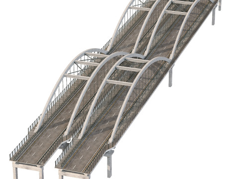 Bridge structure road cityscape landmark motorway highway urban waterway stone realistic 3D Model