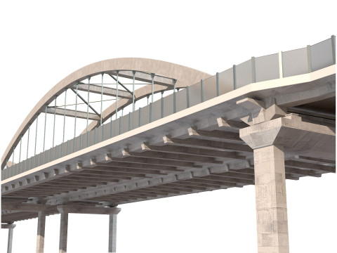 Bridge structure road cityscape landmark motorway highway urban waterway stone realistic 3D Model