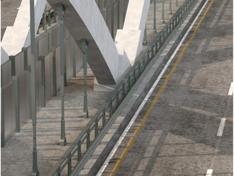 Bridge structure road cityscape landmark motorway highway urban waterway stone realistic 3D Model