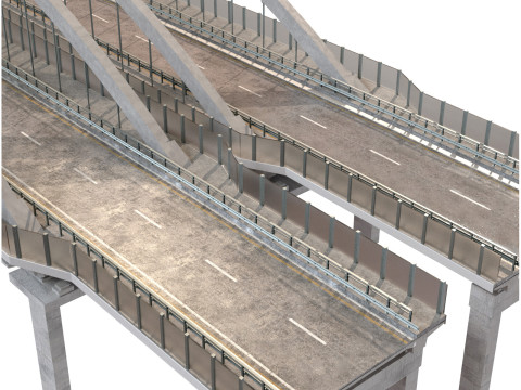 Bridge structure road cityscape landmark motorway highway urban waterway stone realistic 3D Model